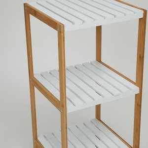 <span class=keywords><strong>Omnia</strong></span> Home Étagère de rangement pour salle de bain en bambou à 3 niveaux Utilitaire multifonctionnel blanc pour salon cuisine Rotation à 3 degrés facile - Product Image 2