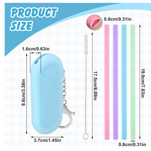 <span class=keywords><strong>Pajillas</strong></span> Reutilizables Delgadas de Silicona en Varios Colores, sin Pigmentos, con Bolsas, Venta al Por Mayor - Product Image 4