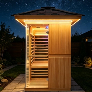 Sauna Exterior Moderna, Resistente a la Intemperie para 2 Personas, Revestimiento de Metal Negro para <span class=keywords><strong>Terraza</strong></span>, Fácil Montaje - Product Image 1