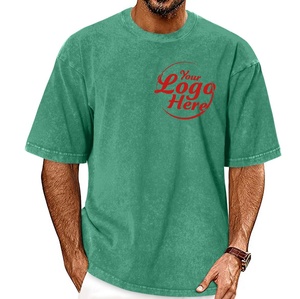 T-shirts 100% coton coupe ample pour hommes Streetwear T-shirts de base avec motif 3D Taille du tissu tricoté lourd lavé - Product Image 2