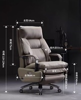 Chaise de bureau ergonomique en cuir synthétique, avec appui-tête et repose-pieds réglables, structure pivotante en métal pour bureau à domicile