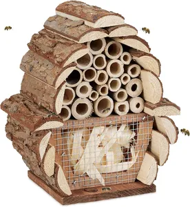Lamb Factory Custom Eco Friendly Bee hive House Courtyard Wooden Insect Nest Box FSC bee Hotel