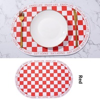 Set de table en cuir PU à carreaux, isolant thermique, anti-brûlure, imperméable, résistant à l'huile, style occidental classique pour mariage, fête, banquet