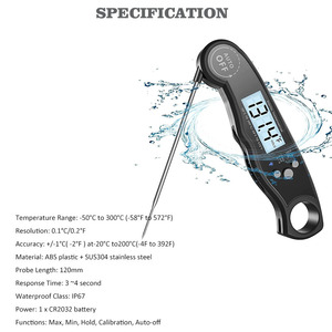 Thermomètre à viande électronique professionnel ergonomique ultra-rapide et précis J&R Premium avec rétroéclairage et calibration magnétique, robuste - Product Image 2