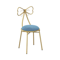 Tabouret moderne convertible en velours avec dossier en métal rouge, chaise mignonne pour filles, mobilier de maison