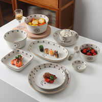 Nouvel ensemble de vaisselle en céramique à thème lunaire unique, compatible lave-vaisselle et micro-ondes, comprenant bols, assiettes à steak, cuillères et tasses, idéal comme cadeau de pendaison de crémaillère, ustensiles de cuisine