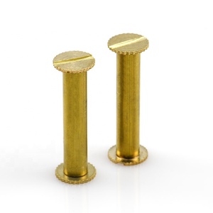 6A-1B1 Brass Internal Thread Post + Double Slotted and Knurled Flat Head Male <strong>Screw</strong> Chicago <strong>Screws</strong> - Product Image 4