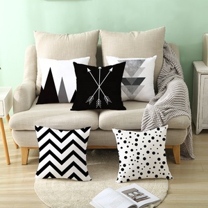 Modern <strong>Square</strong> Black White Geometric Pattern 100% Polyester <strong>Pillow</strong> Cover Hidden Zipper Stylish Design <strong>Sofa</strong> Car Cushion 45*45cm - Product Image 2