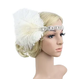 Accesorios para el cabello para fiesta y graduación, diadema Vintage de los años 20 con plumas del gran Gatsby, 1920s