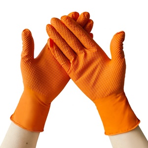 <span class=keywords><strong>Guanti</strong></span> in <span class=keywords><strong>Nitrile</strong></span> Antiscivolo per Pulizia Auto Riparazioni Anti-Chimici Spessi Arancioni Monouso con Presa a Diamante per Settore Automobilistico - Product Image 1