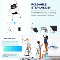 Échelle pliante portable moderne en fer à 2/3/4 marches, multi-usages, robuste, cuisine, maison, escabeau antidérapant avec poignée en caoutchouc