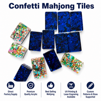 Tuiles de Mahjong en Acrylique Confetti 19mm (1,2 po) Taille Standard Compatible avec les Supports de Mahjong Américains Logo Personnalisé Impression UV Gravure Laser OEM