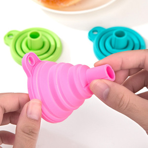 Silicone Telescopic Mini Folding Oil Funnel Blue Kitchen Supply Leak Proof Storage Portable - Product Image 3