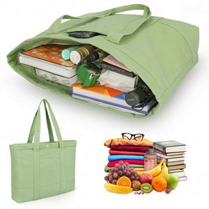 Bolso de lona personalizado con cierre de cremallera superior y bolsillo externo, fabricado por una fábrica con certificación BSCI - Product Image 2
