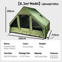 Tente de camping portable imperméable à colonnes d'air renforcées 6,3 m² Maison gonflable XL robuste Tente de glamping 4 saisons