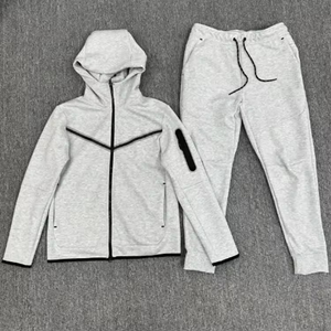 공장 디자이너 클래식 핫 세일 봄 가을 스포츠 캐주얼 지퍼 후드 작은 발 운동복 남자 <span class=keywords><strong>2</strong></span> 조각 운동복 세트 - Product Image 4