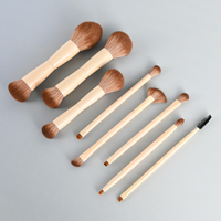 Ensemble de 8 pinceaux de maquillage double-embout avec sac, pour fond de teint, blush, fard à paupières, sourcils, manche en bois, logo personnalisé