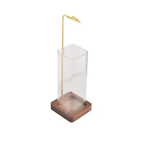 Porta Stick di incenso con Logo personalizzato con copertura in vetro e base in legno per contenere bastoncino di incenso