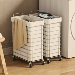Cesto Portabiancheria con Ruote Grande Capacità, Fodera in Tessuto Rimovibile, Ruote con Freno, Impermeabile e Resistente per Vestiti Sporchi - Product Image 1