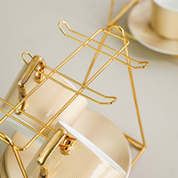 Support de rangement en fil métallique pour tasses et soucoupes, capacité de 6 tasses à café et 6 assiettes, organisateur gain de place pour comptoir de cuisine