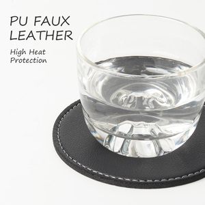 Wholesale Blank PU Leather Coaster for Drinks Promotional Gift Custom Printing Coffee Cup Mat With Logo - Product Image 4