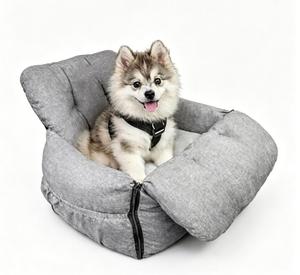 Siège auto pour chien personnalisé, protection pour animaux de compagnie avec sangles de sécurité, lit de voyage de luxe pour animaux, siège auto portable et amovible pour chien - Product Image 1