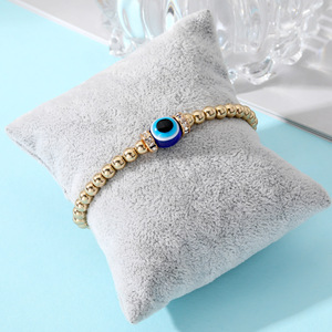 Rosenkranz Bad Small Stone Cute Fashion Schmuck Vergoldete blaue Hand kette Nazar Evil Eye Armband Gold mit großen Augen