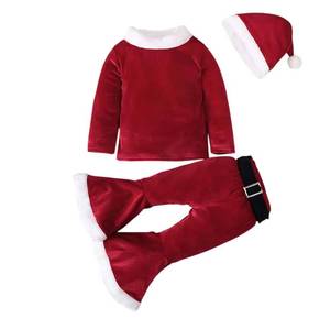 Traje de Navidad para Niña Pequeña, Pantalones de Felpa con Volantes, Gorro, Disfraz de Santa Claus, Modelo GCRS-010, Proveedor HP China - Product Image 3