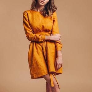 Robes en coton et lin pour femmes sur mesure, robe enveloppante 100% lin - Product Image 3