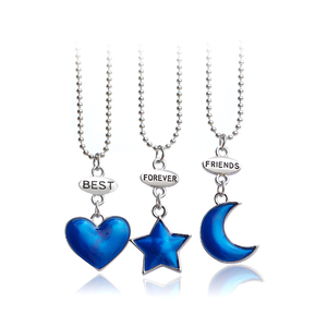 ZRM Fashion – <span class=keywords><strong>Collier</strong></span> chaîne 3 pièces/ensemble avec perles en alliage, motif étoile bleue, lune et cœur <span class=keywords><strong>d</strong></span>'amour, pour meilleures amies, BFF, <span class=keywords><strong>amitié</strong></span>, mignon - Product Image 1