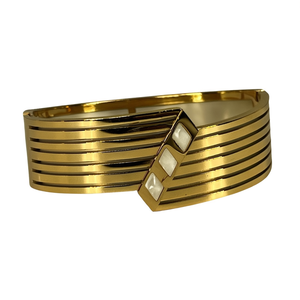 Fashion Cuff Bracelet 316L Stainless Steel PVD Gold Plating Sustainable Resistant Jewelry <b>For</b> Women <b>Men</b> - Product Image 2