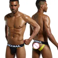 Jockmail-Lencería transpirable para hombre, ropa interior sexy con logo personalizado, Calzoncillos Bóxer, tangas unisex