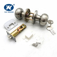 Poignée de porte en acier inoxydable avec serrure tubulaire à clé en forme de boule