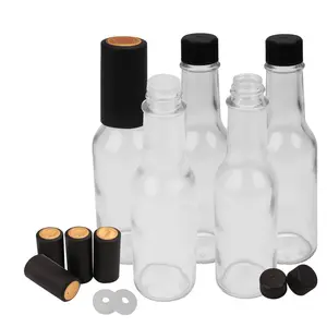 5オンスシャークバンドガラスホットソース透明ウッジーボトルスモールワインボトルガラスボトル