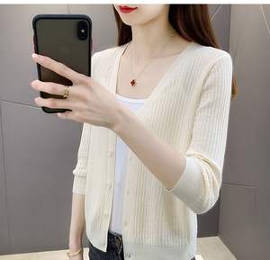 2025สเวตเตอร์ถักสำหรับผู้หญิง, เสื้อกันหนาวผ้าไหมน้ำแข็งบางๆคลุมด้านนอกเสื้อปรับอากาศกันแดดใช้งานได้หลากหลาย - Product Image 5