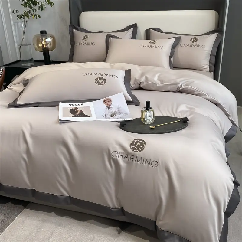 Advanced texture Silk duvet Cover sheet sets bedding wholesale for home soft bedroom