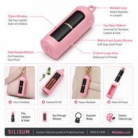 Porte-clés personnalisé en silicone pour rouge à lèvres, étui de protection portable pour baume à lèvres, housse souple en silicone pour tube de brillant à lèvres, support pour brillant à lèvres