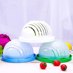 Kitchen Fruit Sand Cutter Cutting <b>Bowl</b> Mixing Salad <b>Bowl</b> <b>Plastic</b> Vegetable <b>Bowl</b> with Lid Thickened Divider - Product Image 4