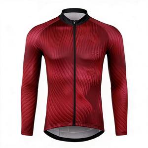 Ropa de Ciclismo de Manga Larga Color Rojo, Servicio OEM Personalizado, Jersey de Ciclismo Transpirable y Resistente al Viento para Eventos de Equipos de Ciclismo, Venta al Por Mayor - Product Image 1