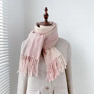 Wholesale Soft Warm Lady Cashmere Pashmina Wrap Neck Shawls Polyester Plaid Winter Scarves For Women