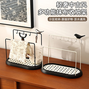 Escurridor de platos ovalado de acero inoxidable con ganchos para fregadero de cocina, estante de almacenamiento para encimera, diseño multifuncional - Product Image 4