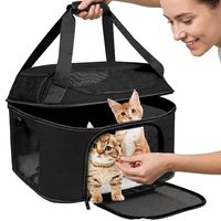 Sac de transport pliable et respirant en tissu Oxford écologique pour chiens et chats - Sac à dos portable et lavable avec fermeture éclair pour toutes les saisons