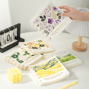 Cuaderno A5 personalizable para estudiantes universitarios cubierta de flores encuadernada en espiral agujero De Seta cuadrado hoja suelta línea en blanco Escuela de papel - Product Image 2