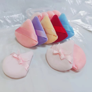 Esponja de Maquillaje Triangular de Terciopelo con Esponja Integrada, Lavable, para Polvo Facial, Marca Privada - Product Image 1