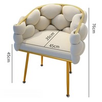 Chaise de coiffeuse moderne pour la maison, design minimaliste avec dossier, motif pétale, en coton et métal, idéale pour les salons de manucure et les chambres de filles