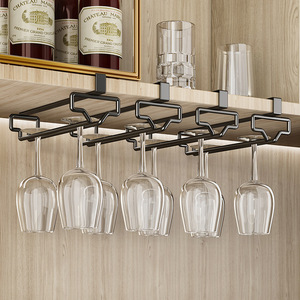 Porte-verres à vin moderne à rangée unique, à suspendre sous l'armoire, résistant à la rouille, pour le rangement des verres à pied, idéal pour les fêtes et les bars. - Product Image 1