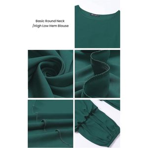 FOXA Women's Lantern Sleeve High Low Asymmetrical Top Casual Loose Fit Woven <b>Blouse</b> Shirt Dress - Product Image 5