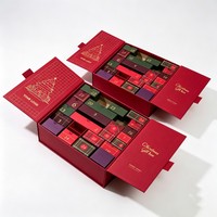 Boîte de calendrier de l'avent personnalisée de luxe pour le Nouvel An, assortiment de chocolats, boîte en carton pour compte à rebours de 24 jours, boîte cadeau pour la saison de Noël