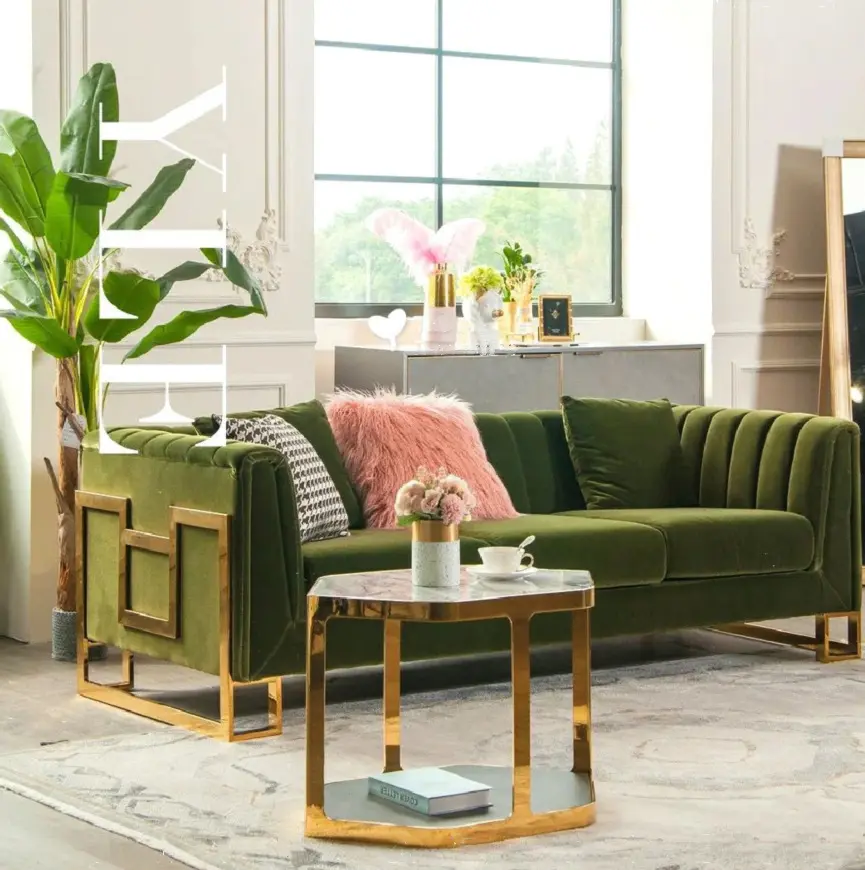 Kim loại khung ghế sofa estilo hiện đại cuero giọng tím nhung couch Set Đức Canape Nubuck sofa