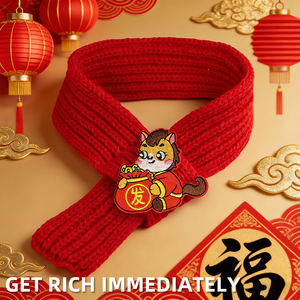 Acessórios Auspiciosos Estilo Chinês para o Ano do Cavalo: Lenço para Gatos e Cachecol para Cães (Malásia, Singapura, Japão, Tailândia, Vietnã) - Product Image 4